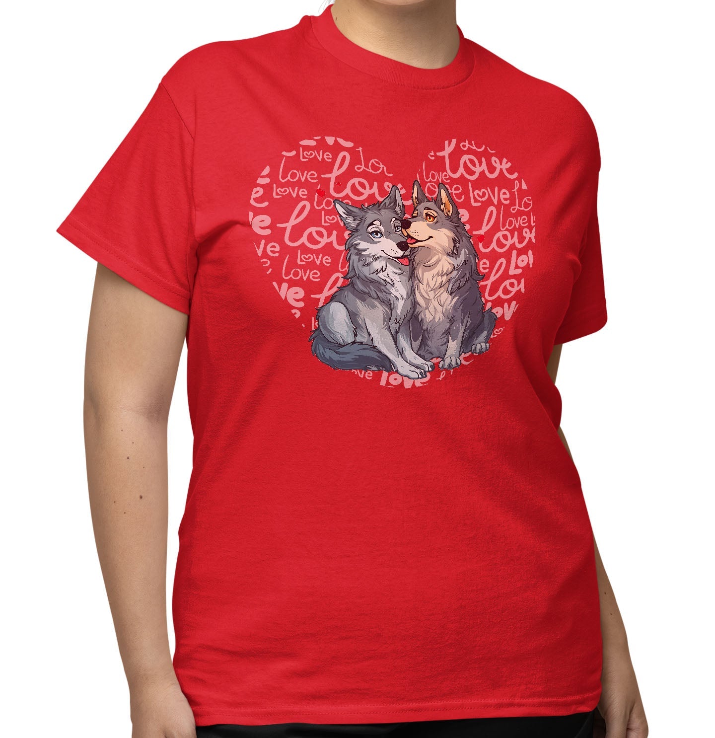 Wolf Love Heart - Adult Unisex T-Shirt