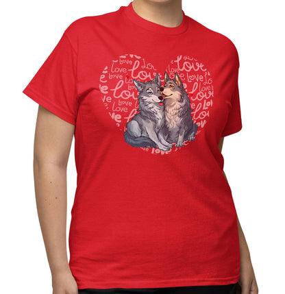 Wolf Love Heart - Adult Unisex T-Shirt