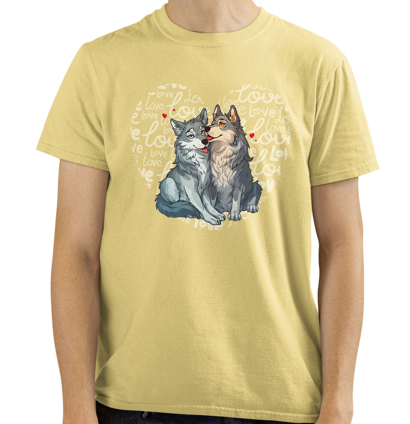 Wolf Love Heart - Adult Unisex T-Shirt