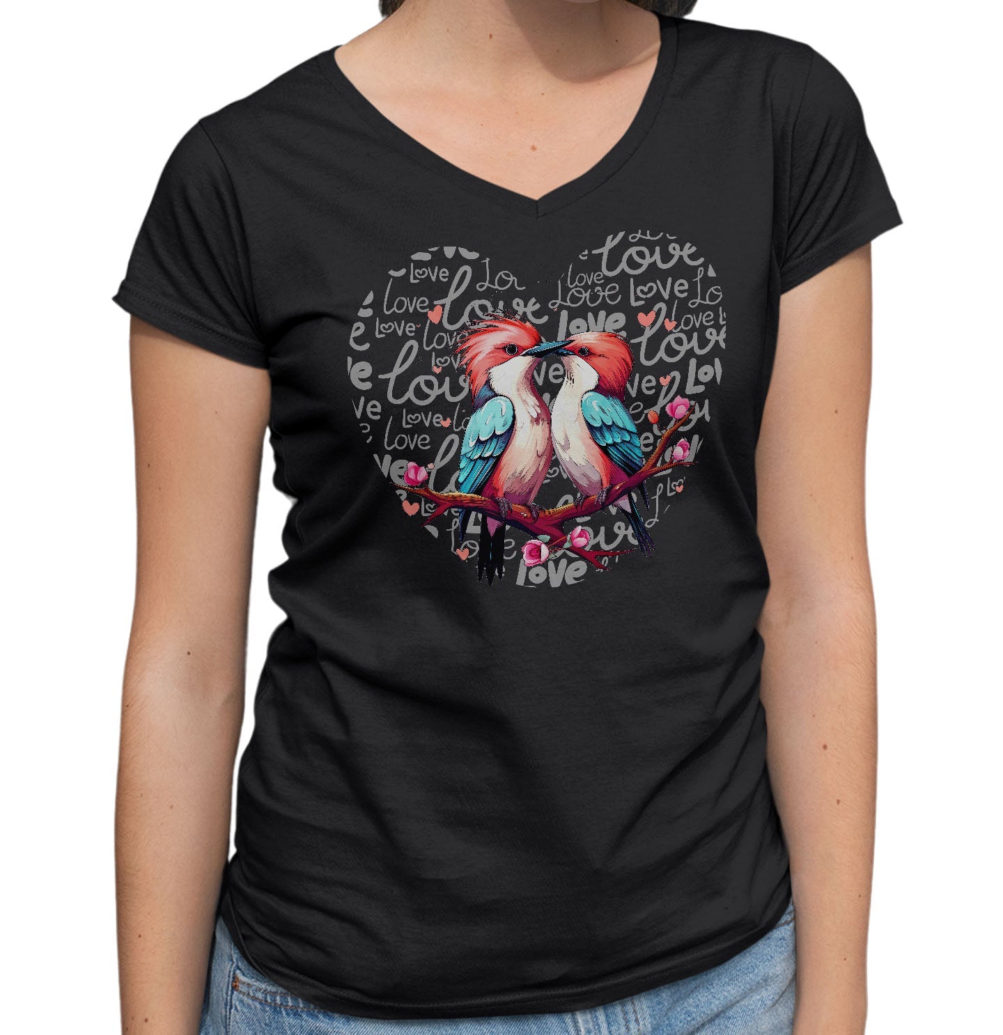 Woodpecker Love Heart - Women's V-Neck T-Shirt