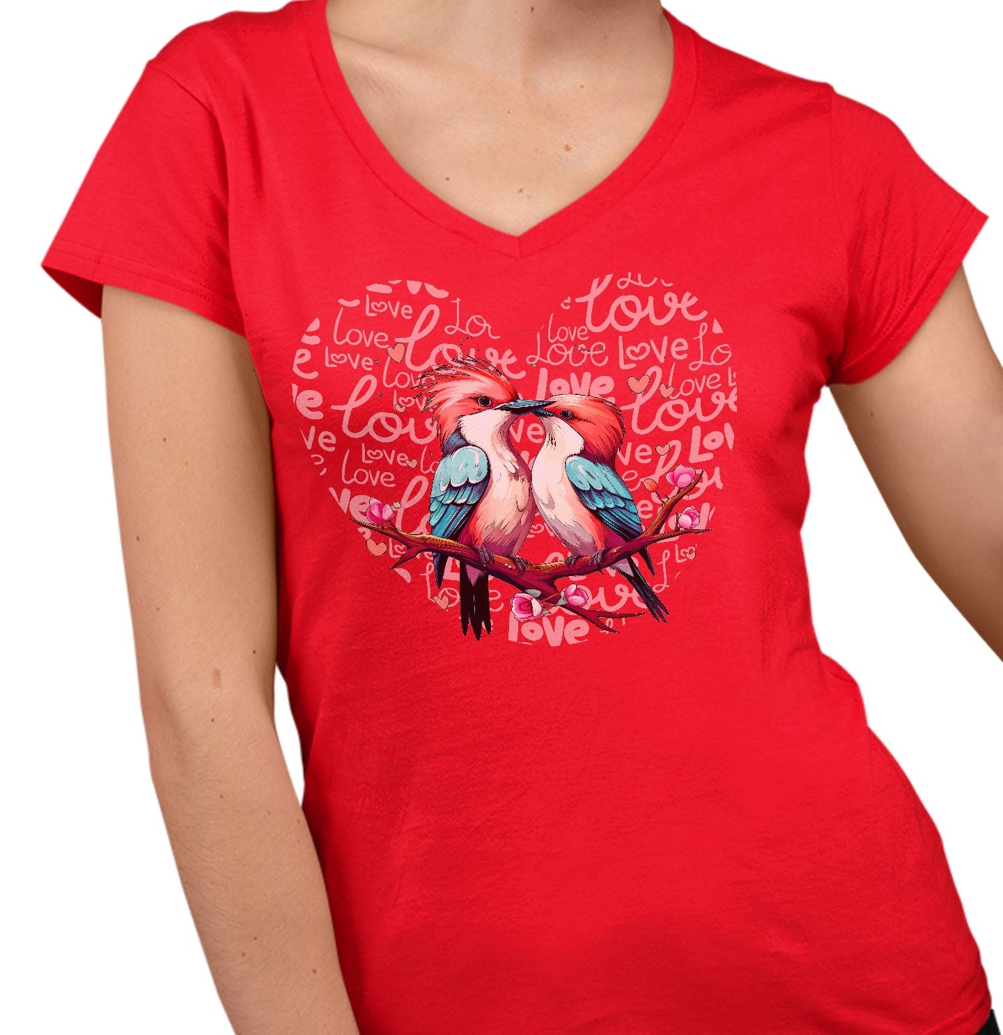 Woodpecker Love Heart - Women's V-Neck T-Shirt