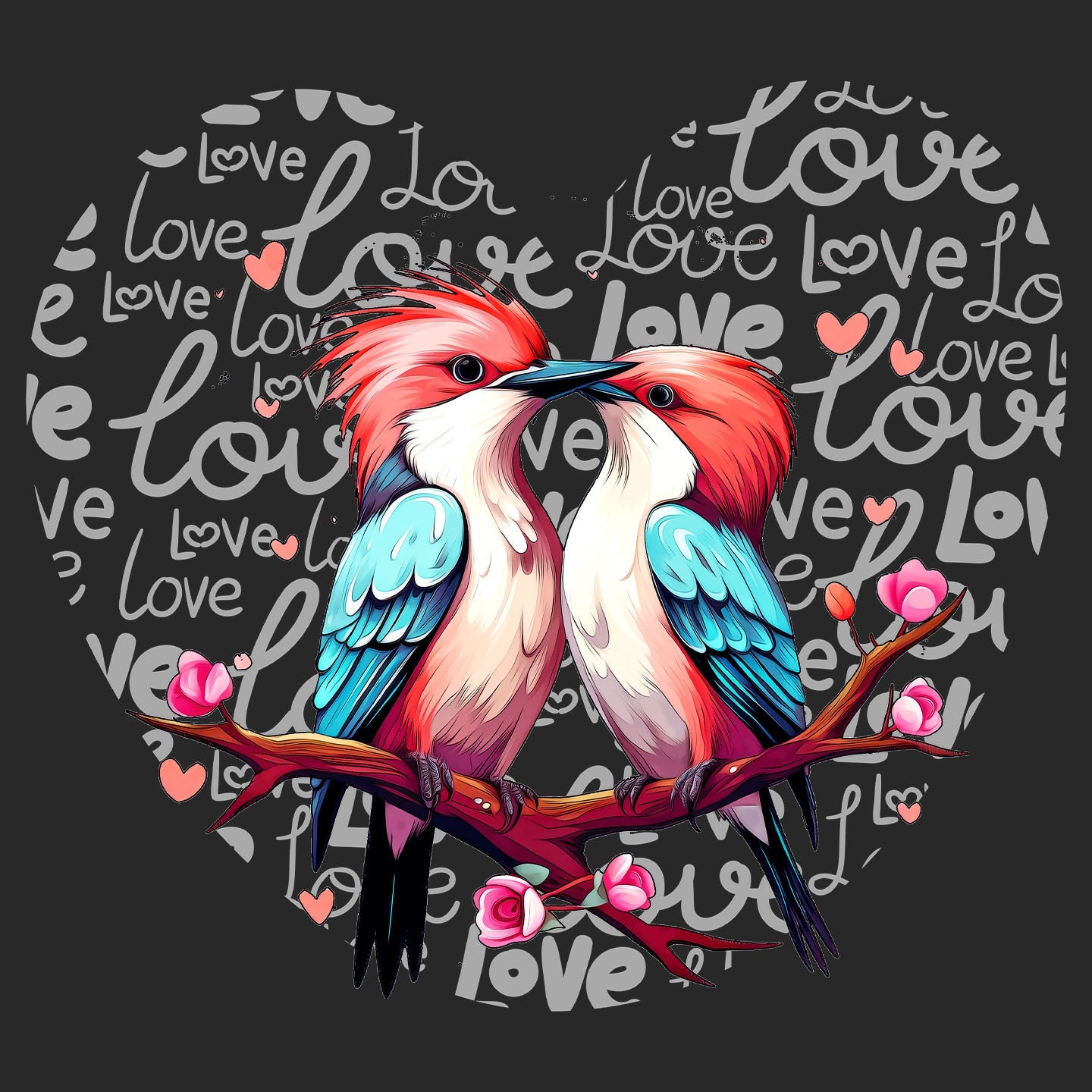 Woodpecker Love Heart - Adult Unisex Hoodie Sweatshirt