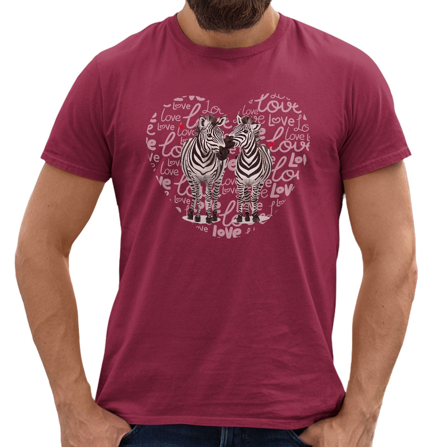 Zebra Love Heart - Adult Unisex T-Shirt