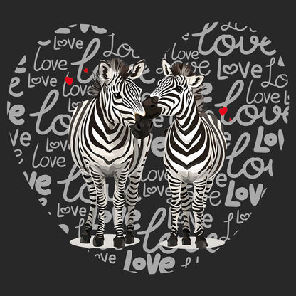 Zebra Love Heart - Adult Unisex Hoodie Sweatshirt