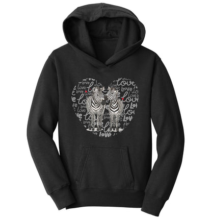 Zebra Love Heart - Kids' Unisex Hoodie Sweatshirt