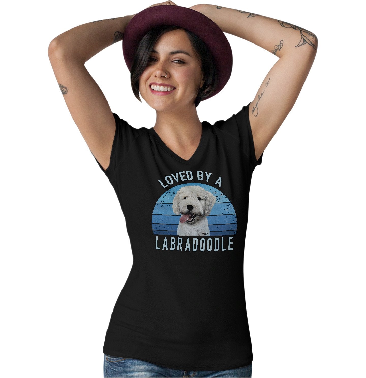Loved By A Labradoodle - Women's V-Neck T-Shirt