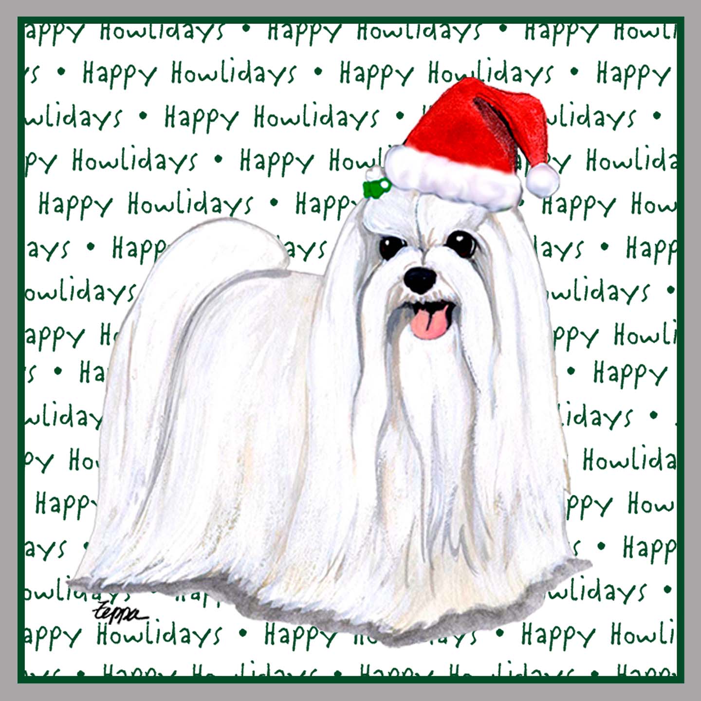 Maltese Happy Howlidays Text - Women's V-Neck Long Sleeve T-Shirt