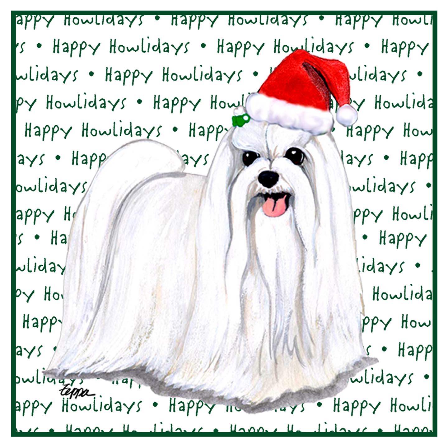 Maltese Happy Howlidays Text - Women's V-Neck T-Shirt