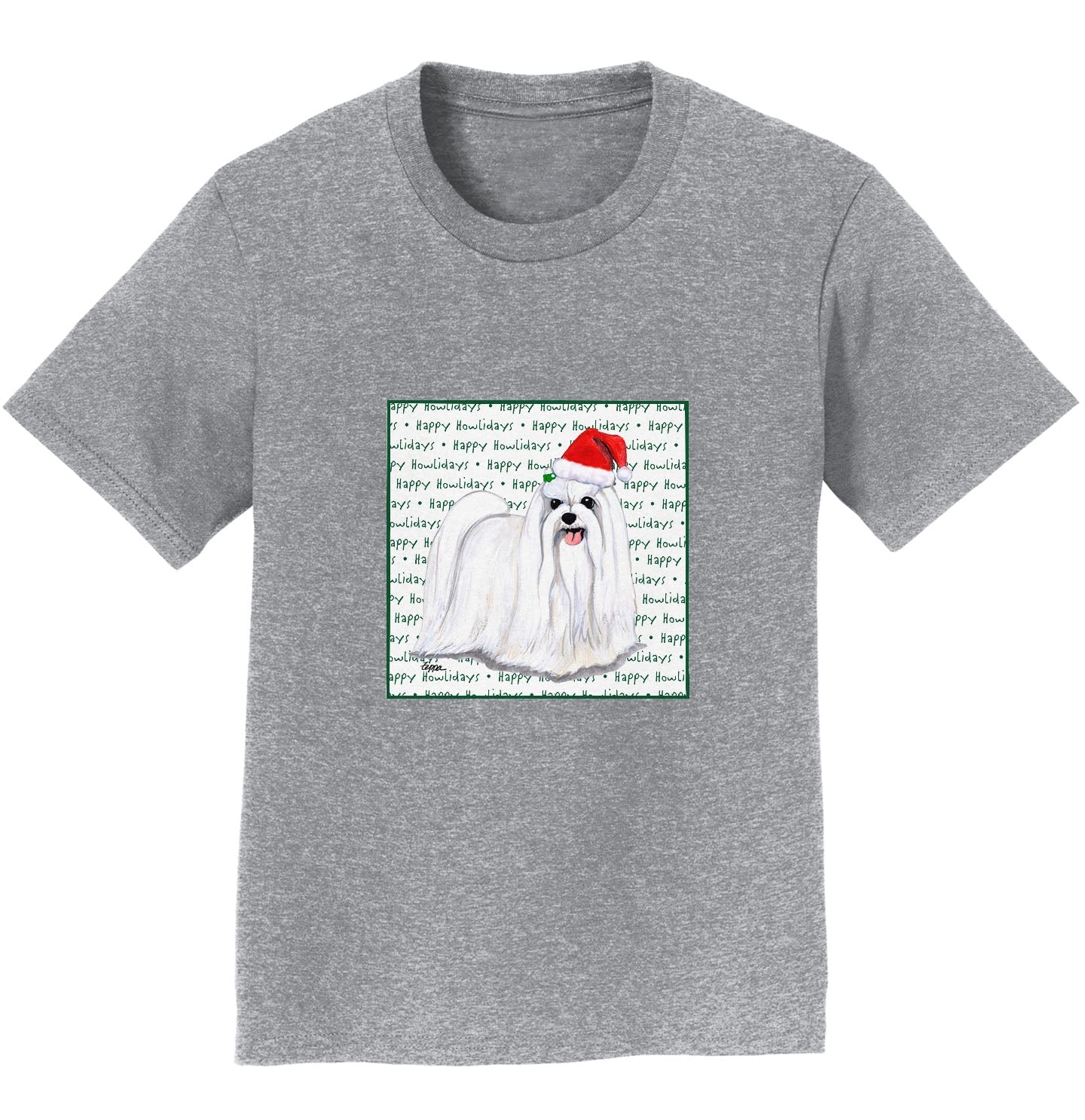 Maltese Happy Howlidays Text - Kids' Unisex T-Shirt