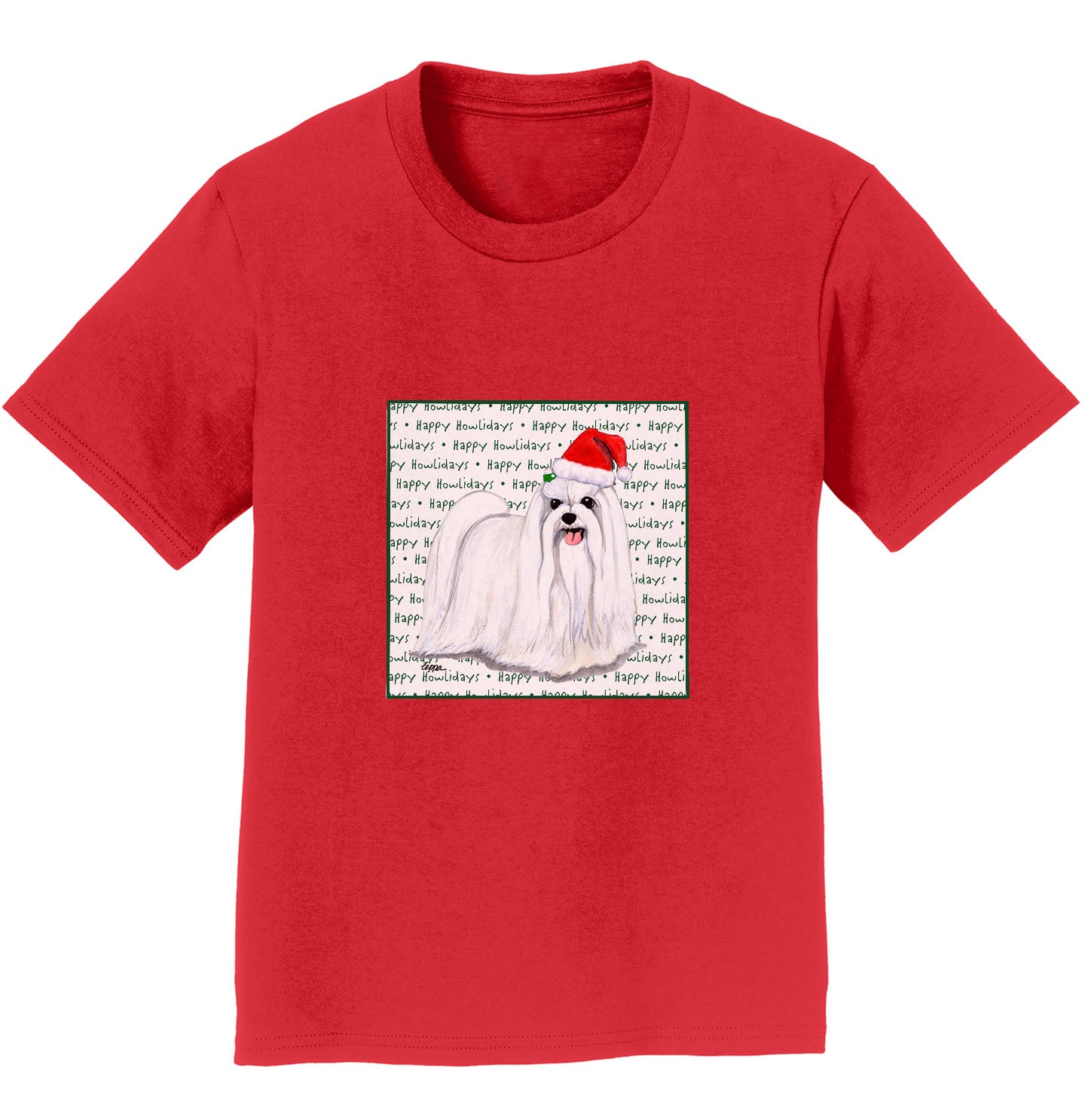 Maltese Happy Howlidays Text - Kids' Unisex T-Shirt