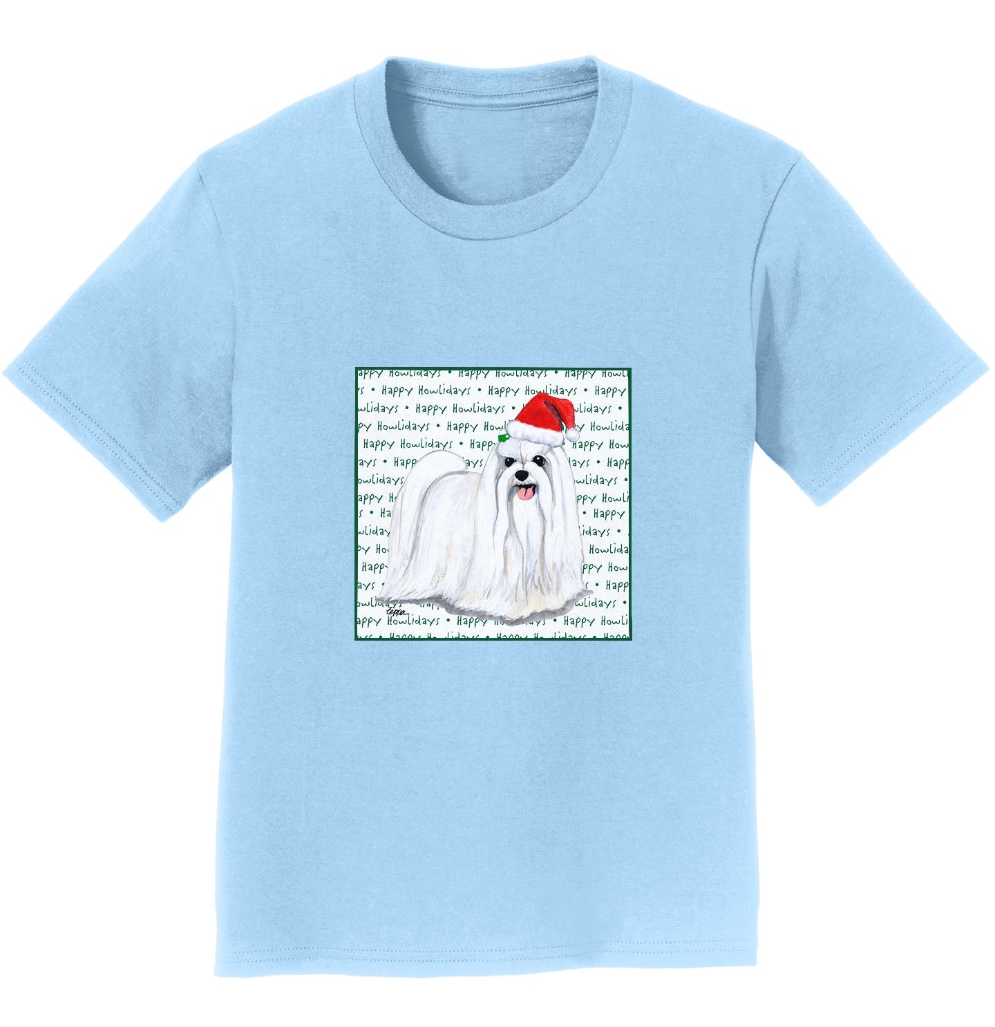 Maltese Happy Howlidays Text - Kids' Unisex T-Shirt