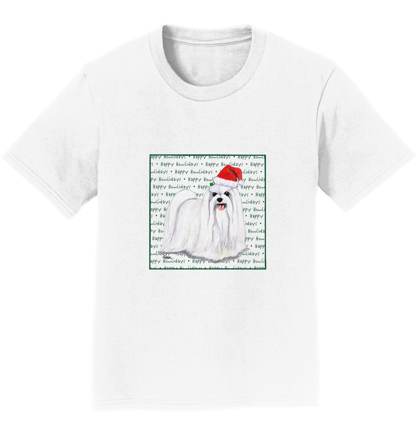 Maltese Happy Howlidays Text - Kids' Unisex T-Shirt