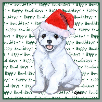 Maltese Happy Puppy Howlidays Text - Women's V-Neck Long Sleeve T-Shirt