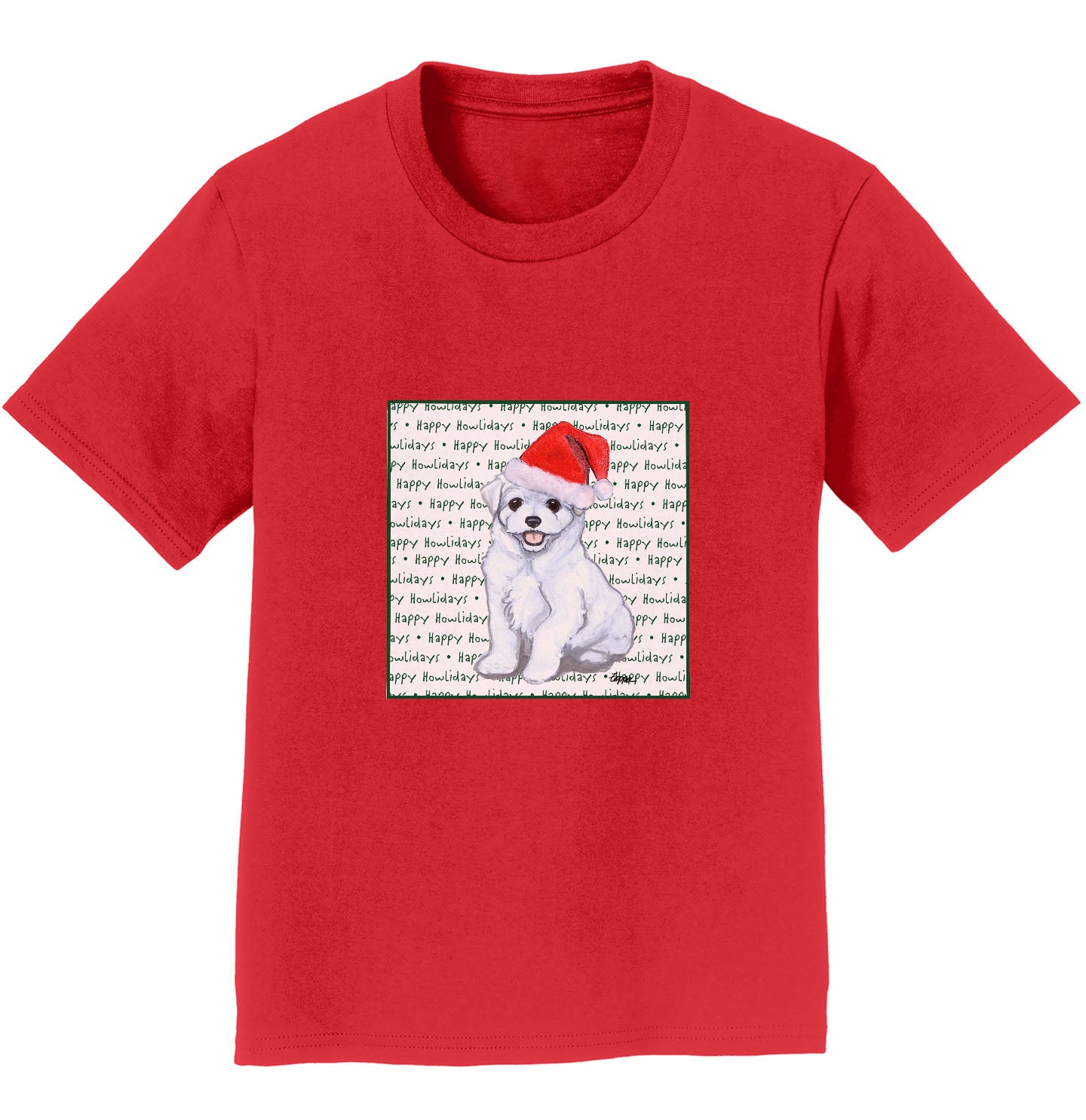 Maltese Happy Puppy Howlidays Text - Kids' Unisex T-Shirt