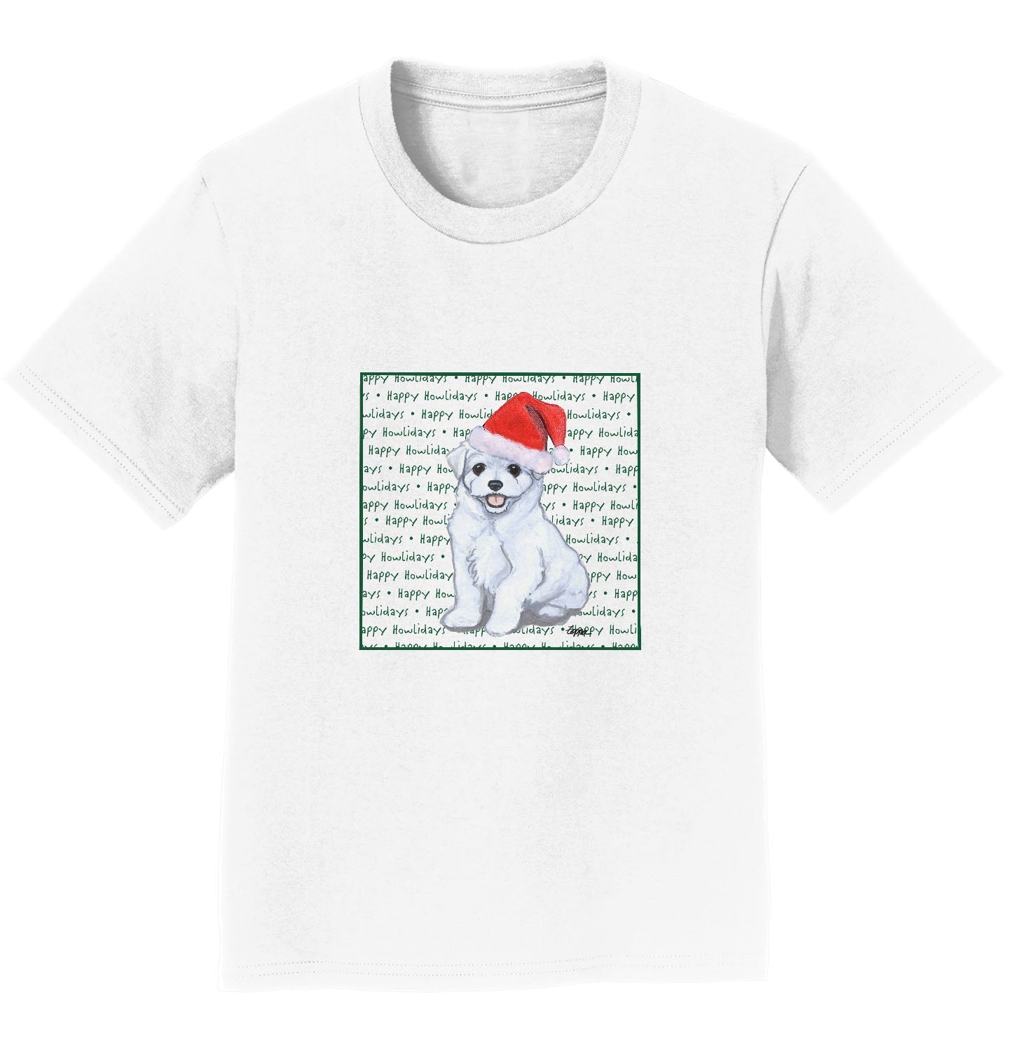 Maltese Happy Puppy Howlidays Text - Kids' Unisex T-Shirt