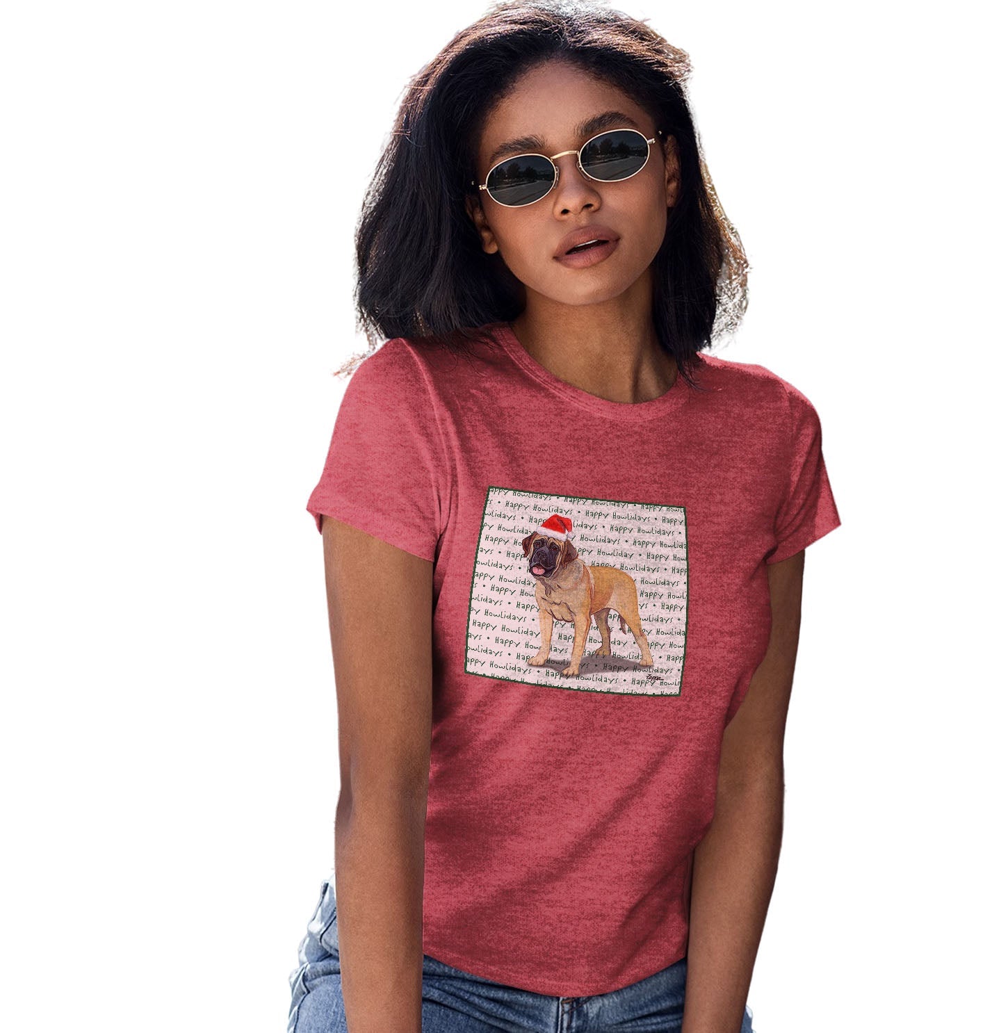 Mastiff Happy Howlidays Text - Women's Tri-Blend T-Shirt