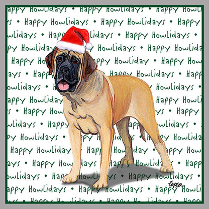 Mastiff Happy Howlidays Text - Women's V-Neck Long Sleeve T-Shirt