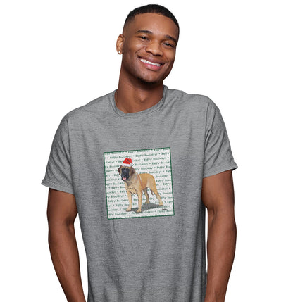 Mastiff Happy Howlidays Text - Adult Unisex T-Shirt