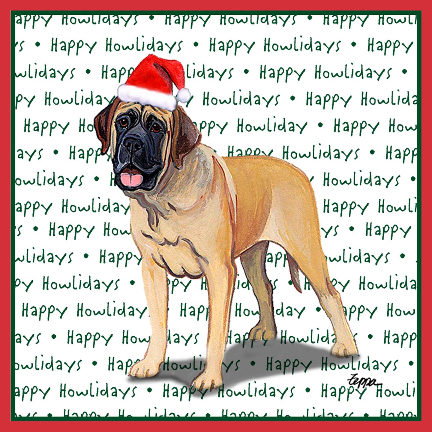 Mastiff Happy Howlidays Text - Adult Unisex T-Shirt