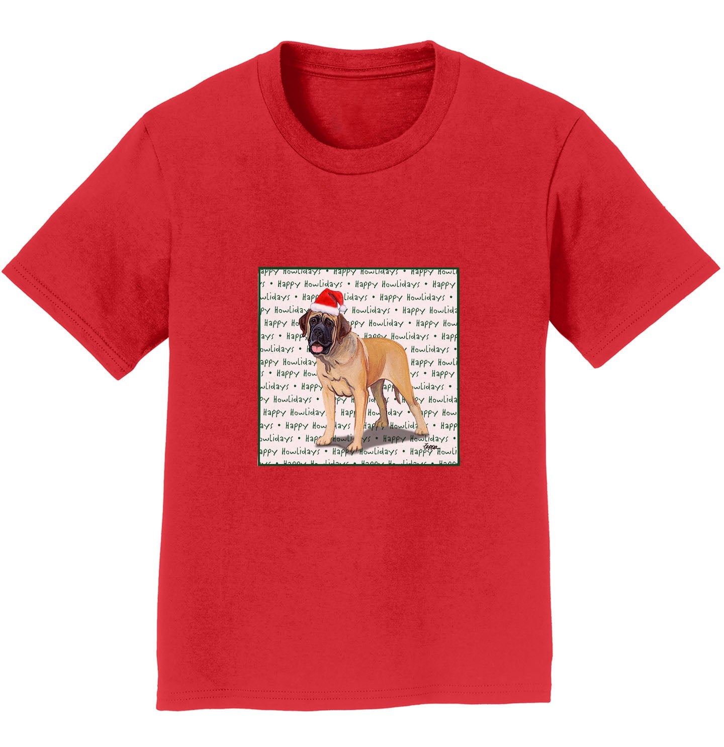 Mastiff Happy Howlidays Text - Kids' Unisex T-Shirt