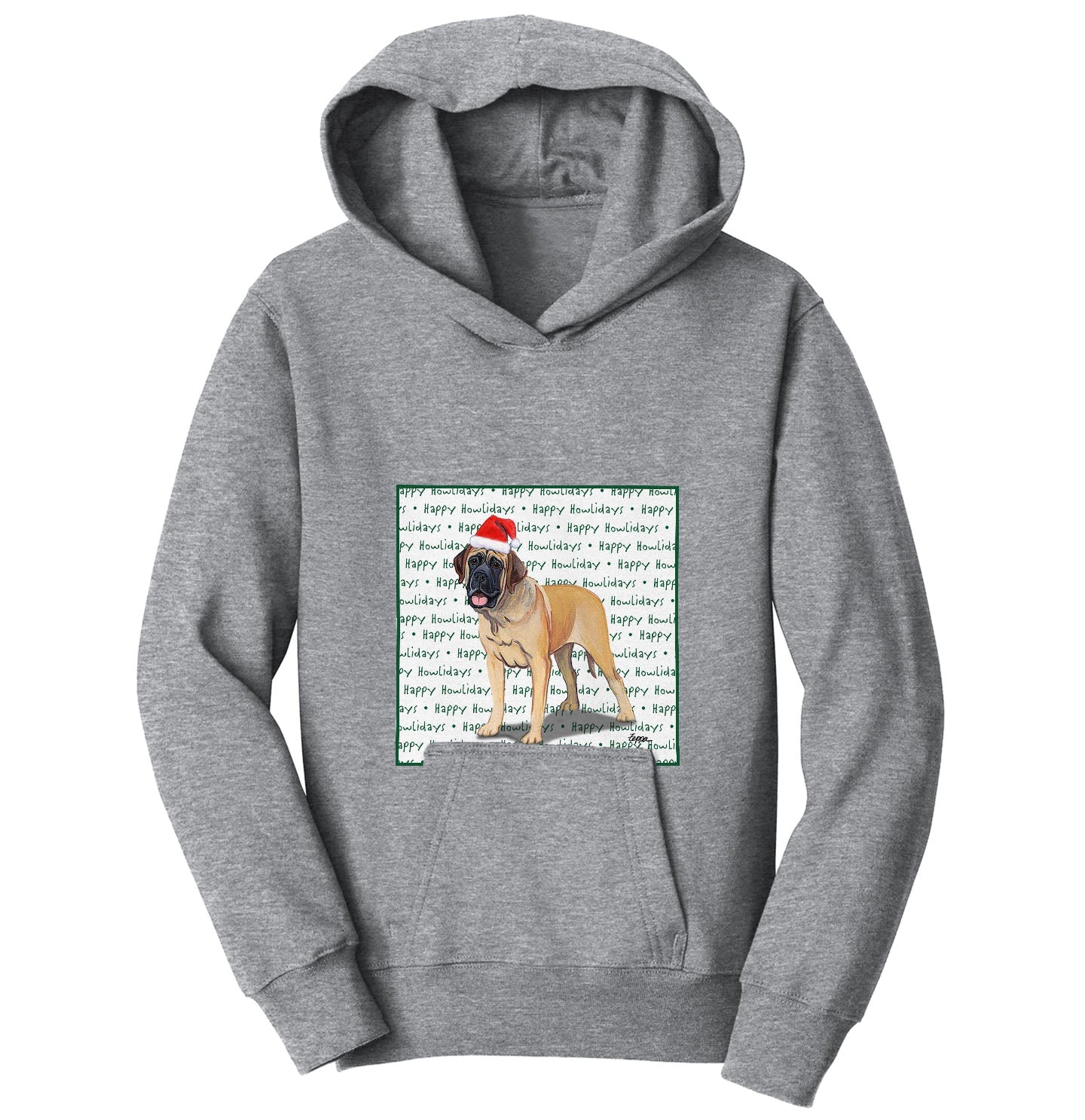 Mastiff Happy Howlidays Text - Kids' Unisex Hoodie Sweatshirt