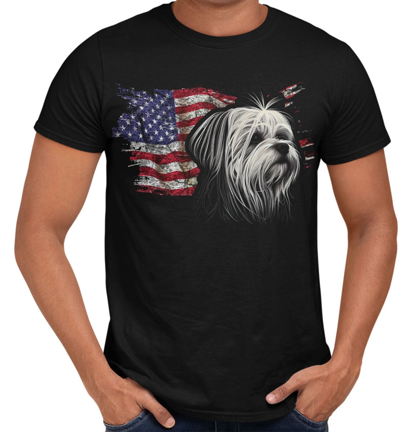 Patriotic Maltese American Flag - Adult Unisex T-Shirt