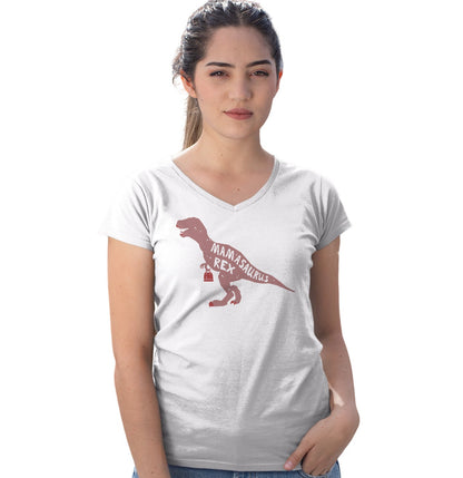 Mamasaurus Rex Silhouette - Women's V-Neck T-Shirt