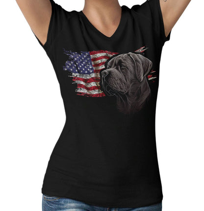 Patriotic Mastiff American Flag - Women's V-Neck T-Shirt