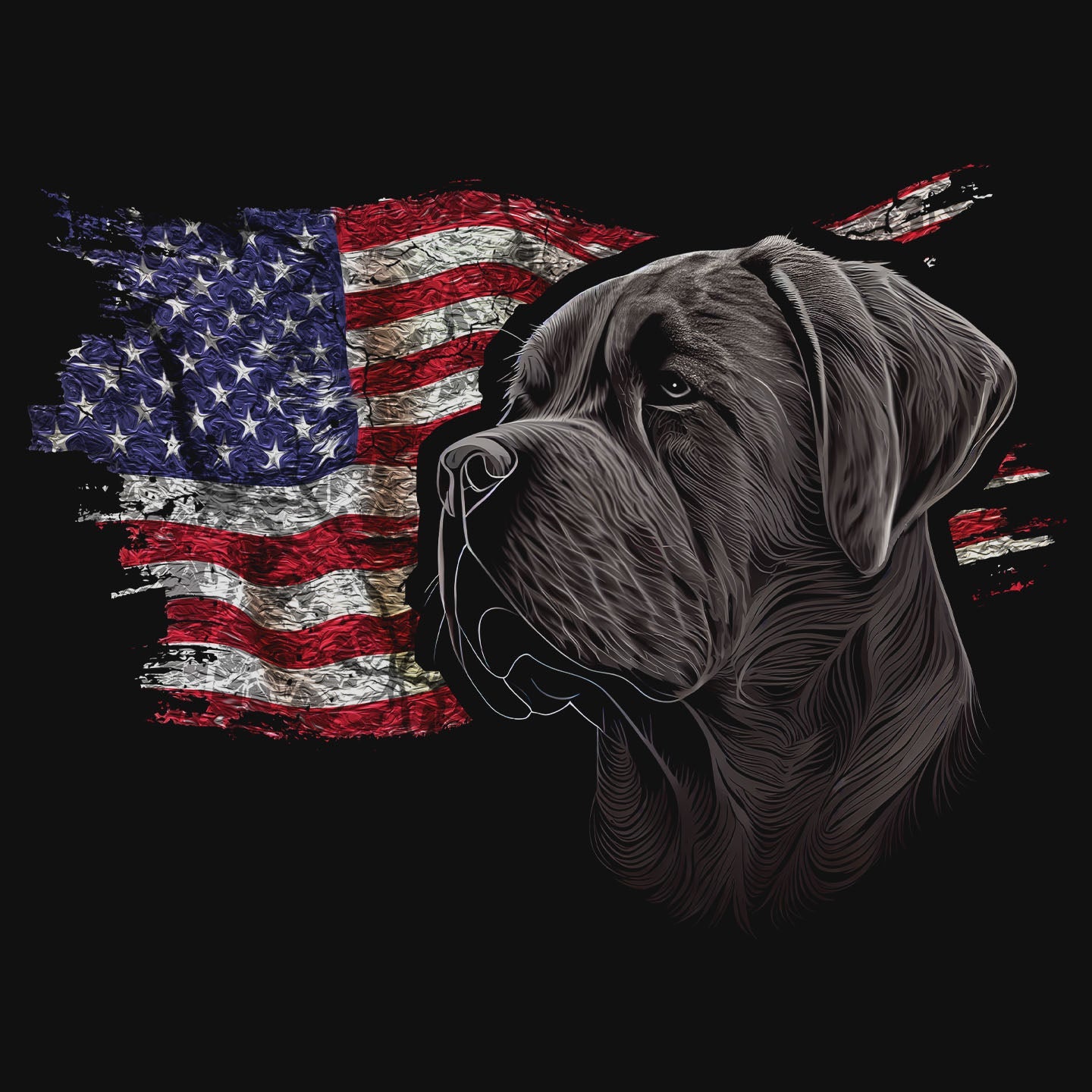 Patriotic Mastiff American Flag - Adult Unisex T-Shirt