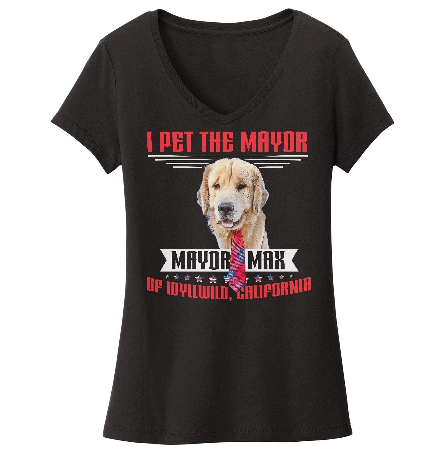 I Pet The Mayor - Women's V-Neck T-Shirt