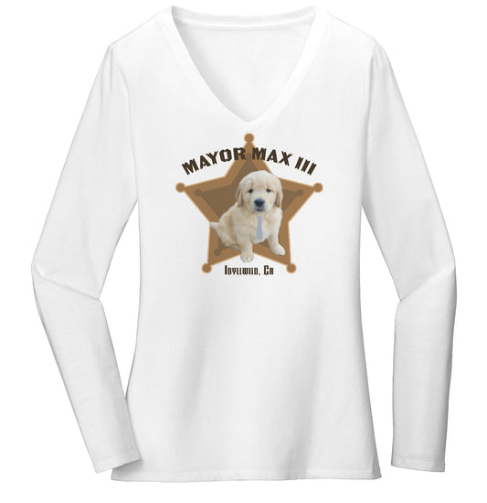 Mayor Max III Badge - Women's V-Neck Long Sleeve T-Shirt