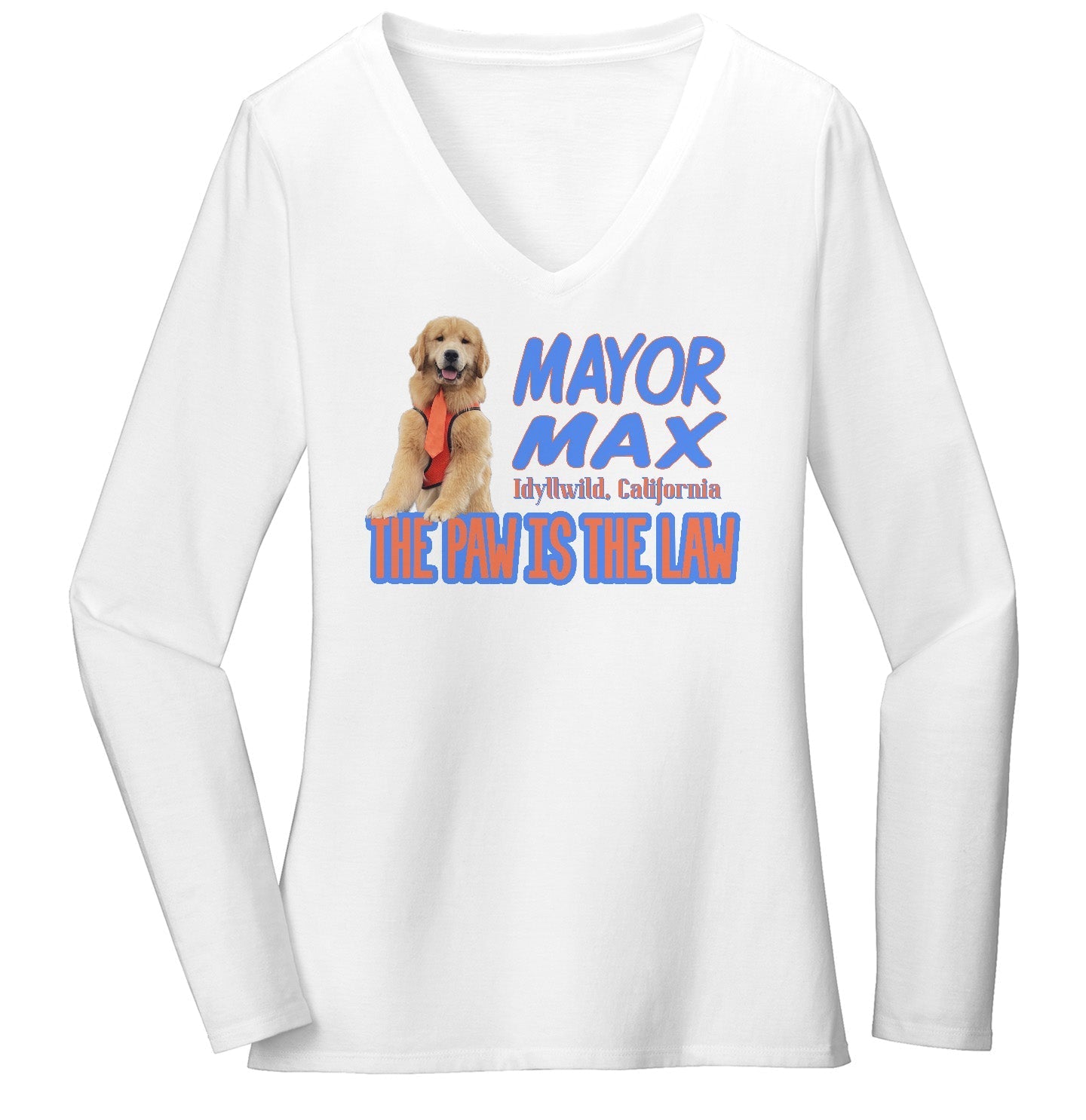 Mayor Max The Paw is the Law - Women's V-Neck Long Sleeve T-Shirt