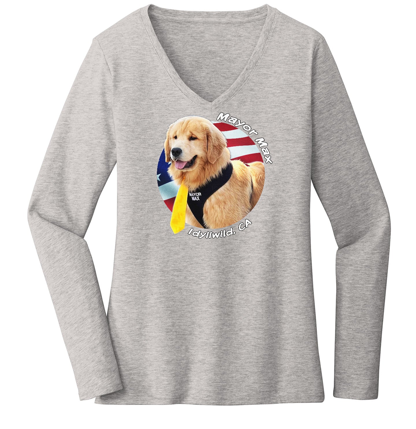 Mayor Max USA Flag Circle - Women's V-Neck Long Sleeve T-Shirt