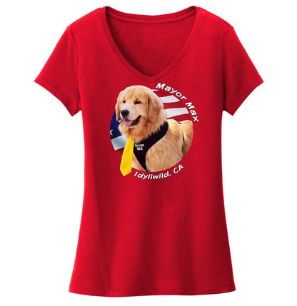 Mayor Max USA Flag Circle - Women's V-Neck T-Shirt