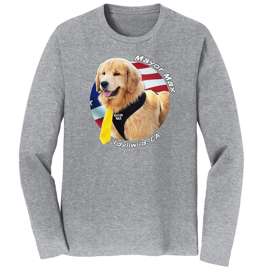 Mayor Max USA Flag Circle - Adult Unisex Long Sleeve T-Shirt