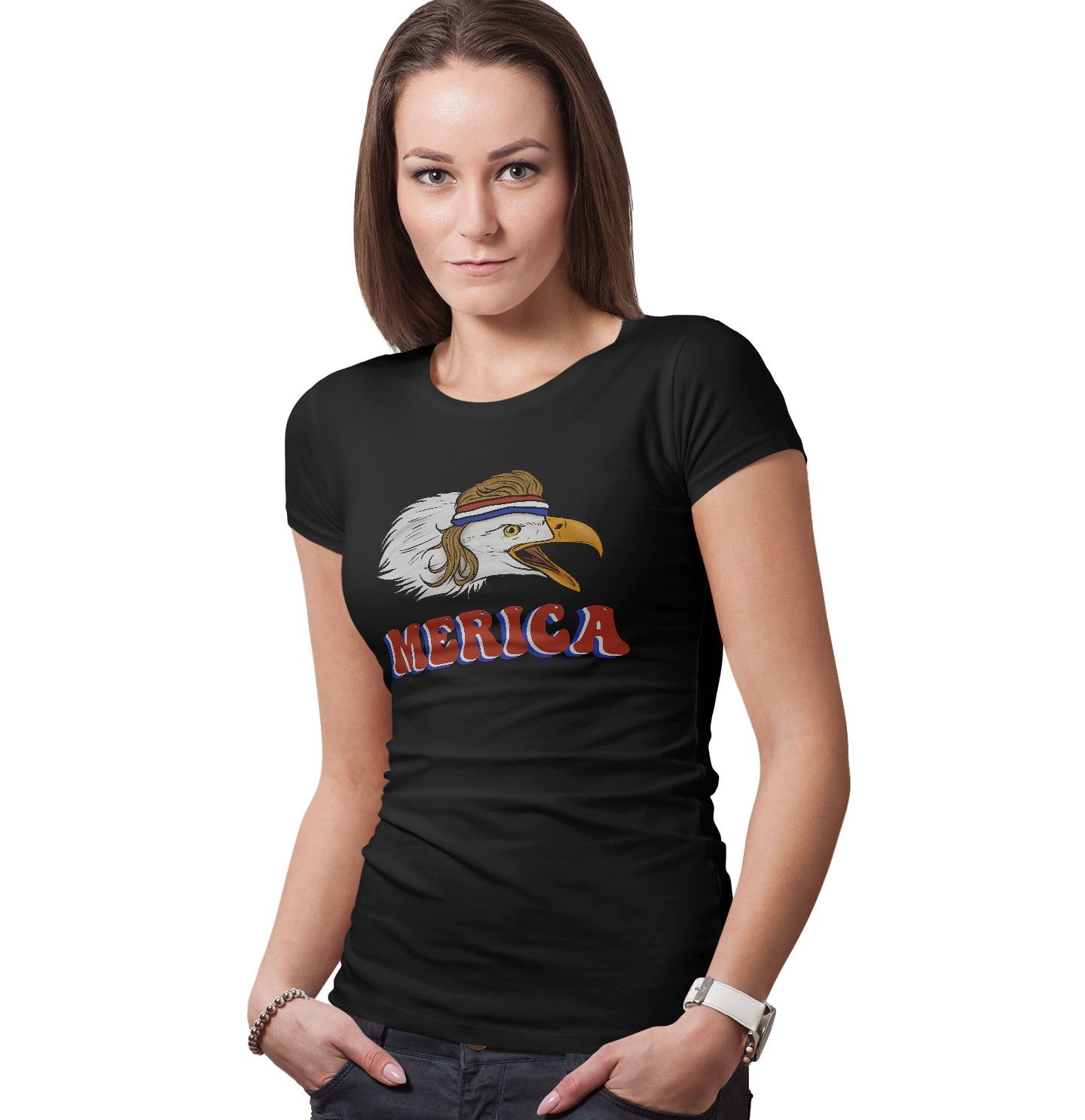 Merica Eagle - Women's Fitted T-Shirt