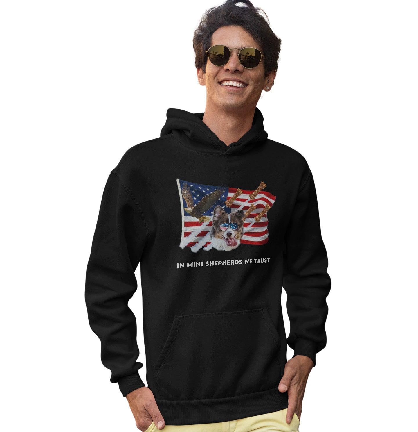 In Mini American Shepherds We Trust - Adult Unisex Hoodie Sweatshirt