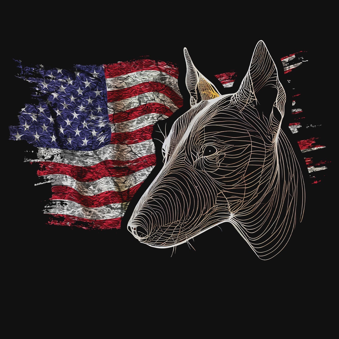 Patriotic Miniature Bull Terrier American Flag - Women's V-Neck T-Shirt