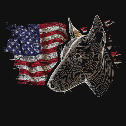 Patriotic Miniature Bull Terrier American Flag - Women's V-Neck T-Shirt