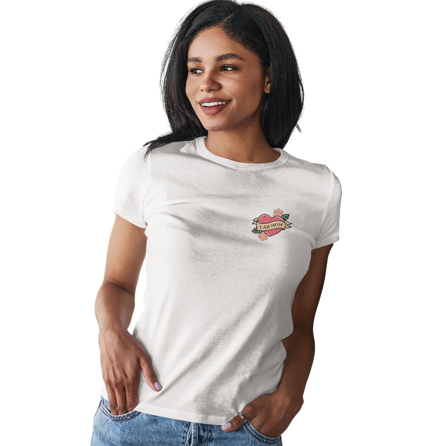 Lab Mom Heart - Pocket - Women's Fitted T-Shirt