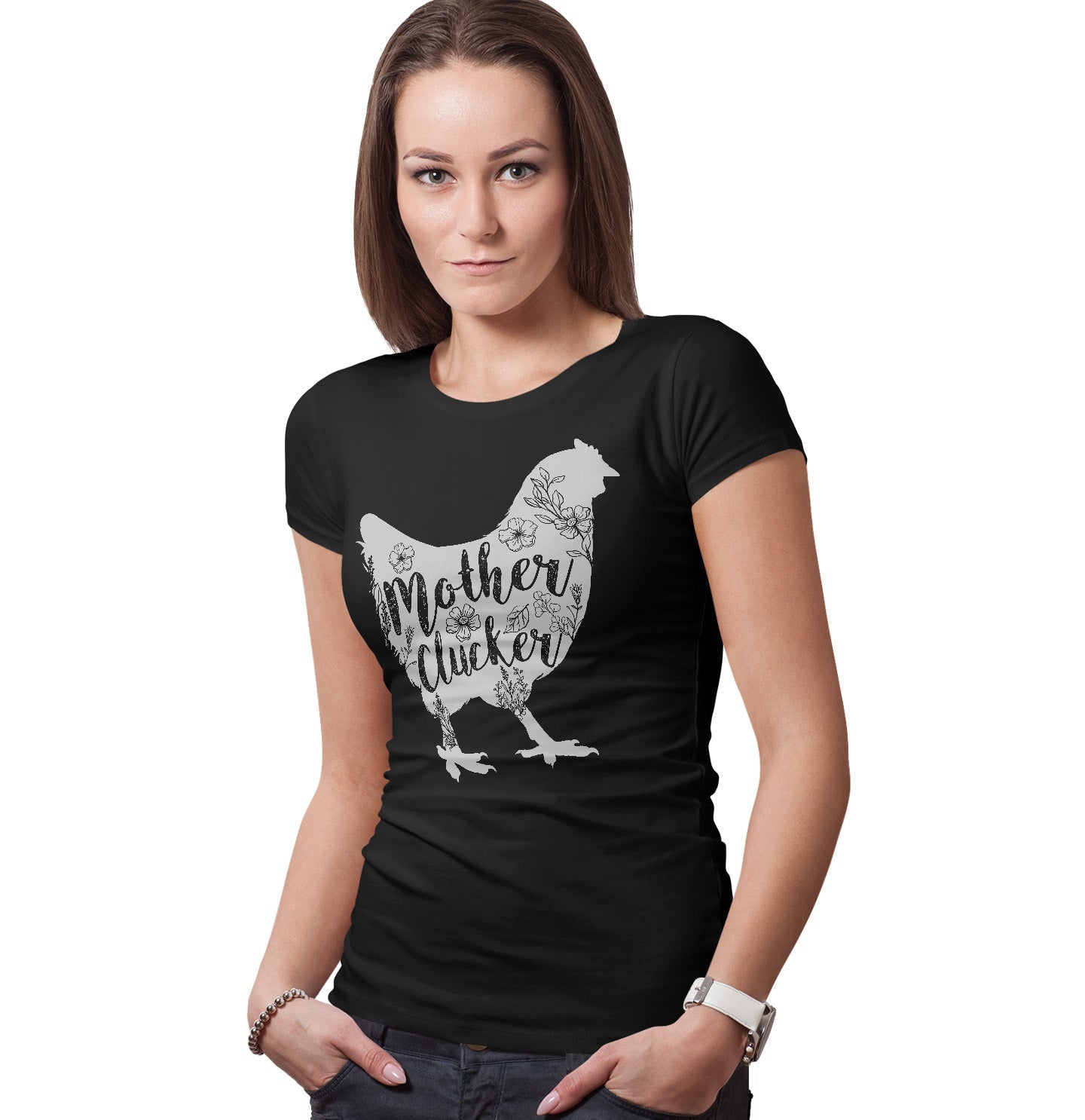 Mother Clucker Silhouette - Women's Fitted T-Shirt