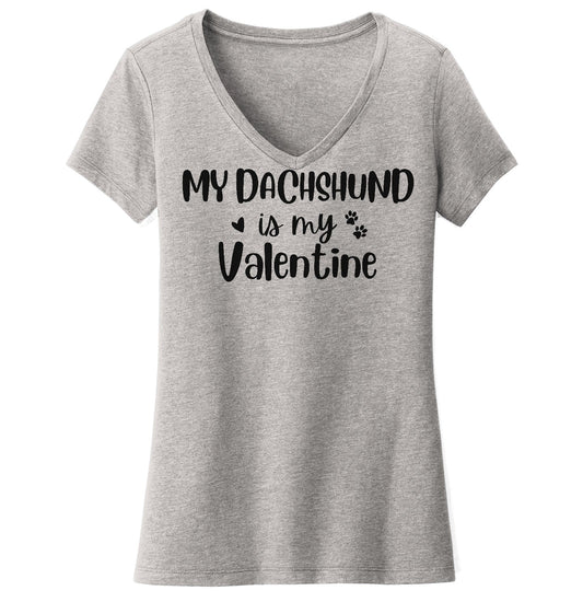 My Dachshund Valentine - Women's V-Neck T-Shirt