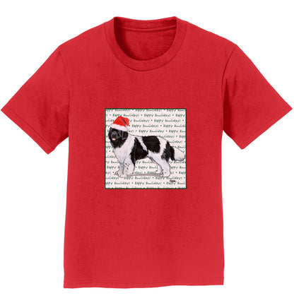 Newfoundland (Black & White) Happy Howlidays Text - Kids' Unisex T-Shirt