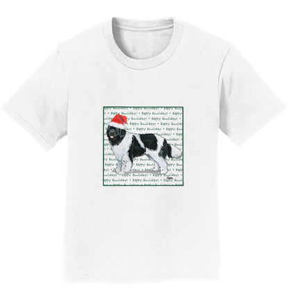 Newfoundland (Black & White) Happy Howlidays Text - Kids' Unisex T-Shirt