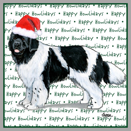 Newfoundland (Black & White) Happy Howlidays Text - Adult Unisex Crewneck Sweatshirt