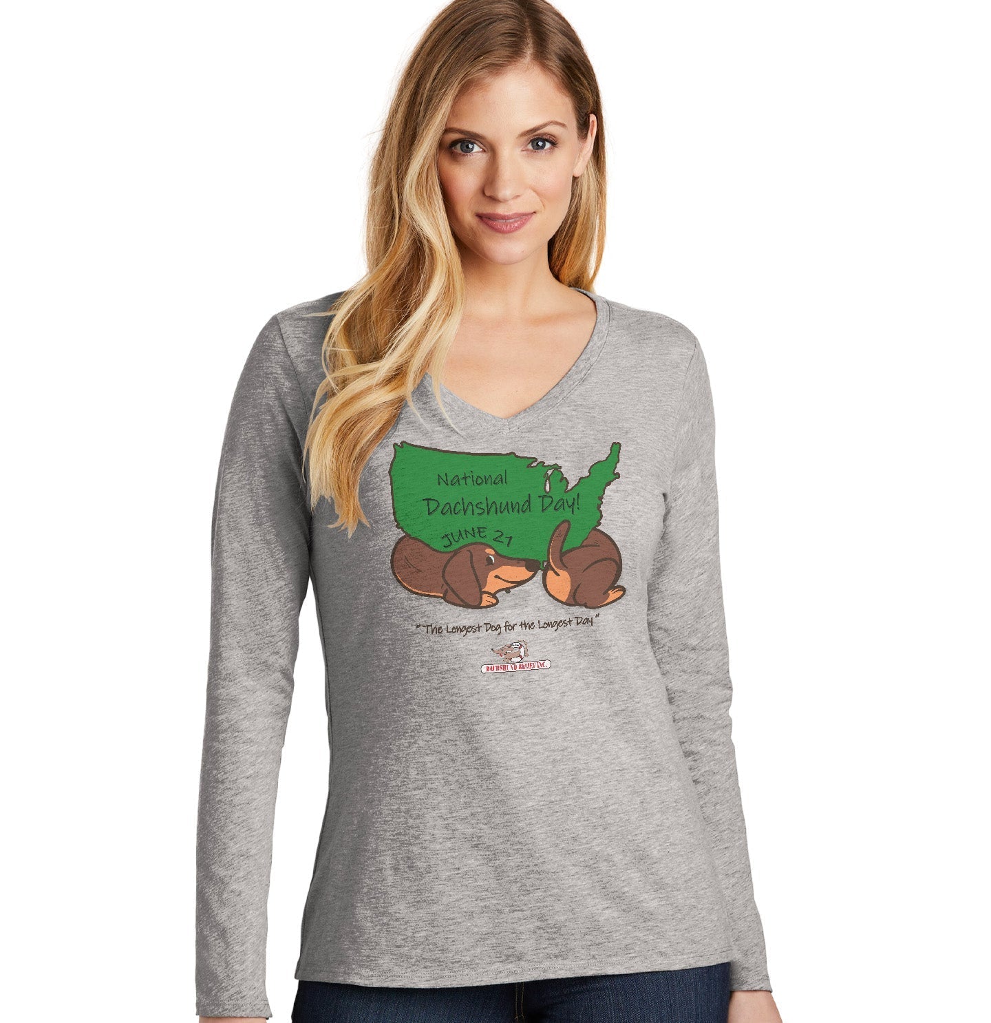 National Dachshund Day Women's V-Neck Long Sleeve T-Shirt
