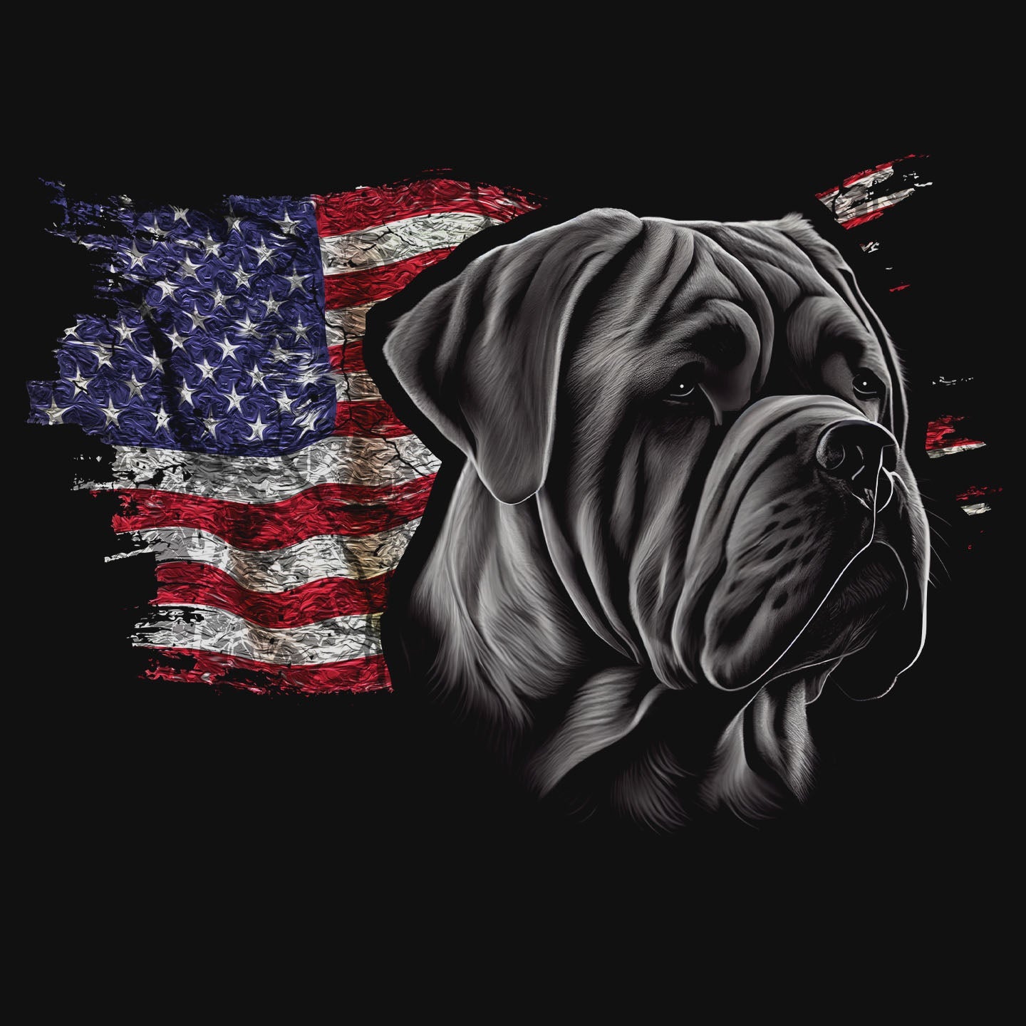 Patriotic Neapolitan Mastiff American Flag - Women's V-Neck T-Shirt