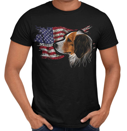 Patriotic Nederlandse Kooikerhondje American Flag - Adult Unisex T-Shirt