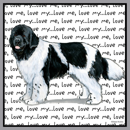 Black & White Newfie Love Text - Adult Unisex Crewneck Sweatshirt