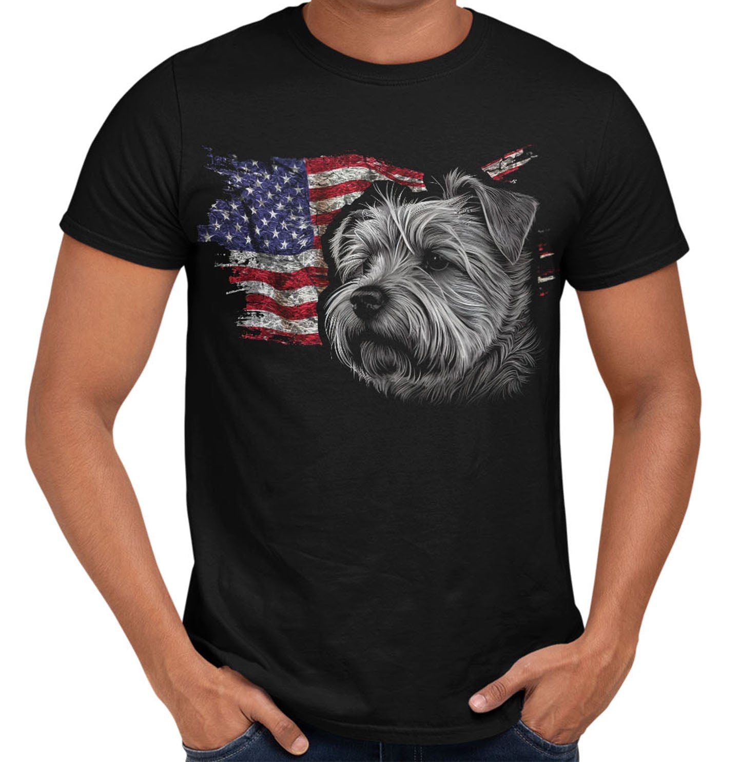 Patriotic Norfolk Terrier American Flag - Adult Unisex T-Shirt